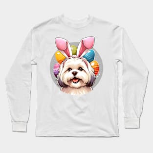 Russian Tsvetnaya Bolonka Enjoys Easter with Bunny Ears Long Sleeve T-Shirt